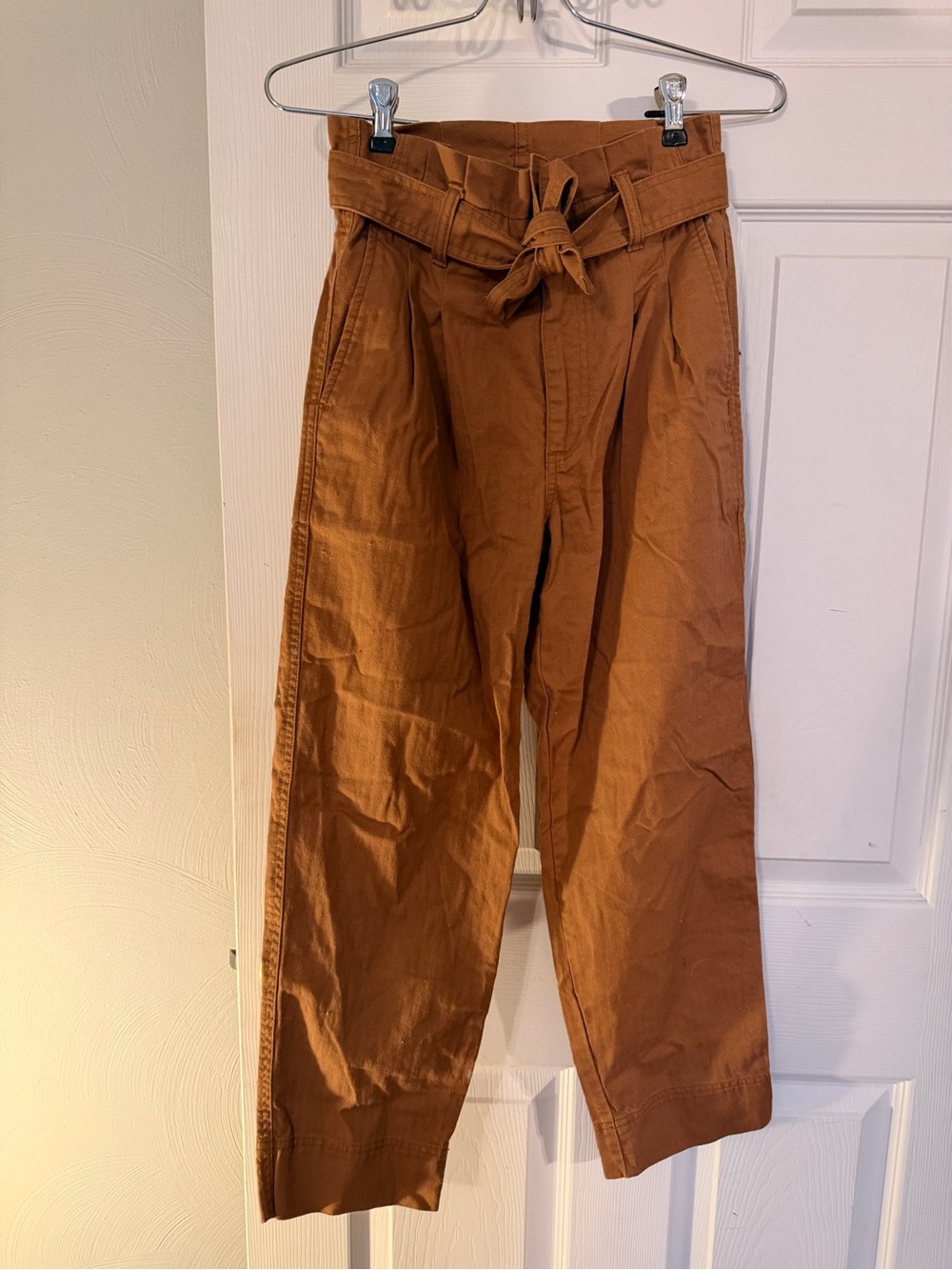 Madewell High Rise Zip & Belt Tie Paper-bag Waisted Wide Leg Pants Trousers